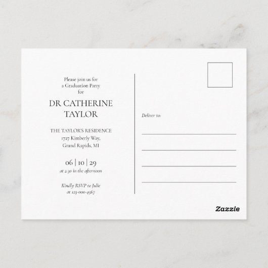 PhD Degree 4写真卒業パーティー招待状Pos ポストカード (裏面)