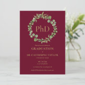 PhD Degree Burgundy Garland写真卒業パーティー 招待状 (スタンド正面)