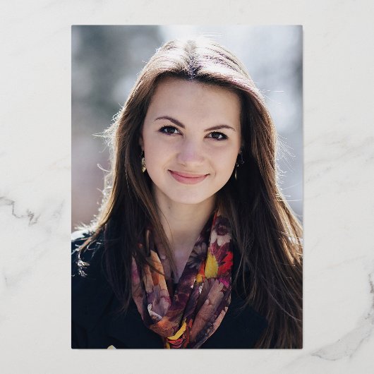 Phd Degree Greenery写真エレガント卒業金ゴールド 箔招待状 (裏面)