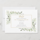 Phd Degree Greenery Foliage Photo Graduation 招待状 (正面)