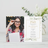 Phd Degree Water Color Greenery 2 Photo Gradation 招待状 (スタンド正面)