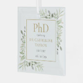 Phd Degree Water Color Greenery Keepsake ガラスオーナメント (正面左)