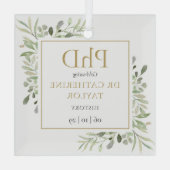 Phd Degree Water Color Greenery Keepsake ガラスオーナメント (裏面)