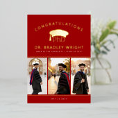 PhD Doctoral Hat Doctoral Graduation Foil Card 箔シーズンカード (立ち正面)