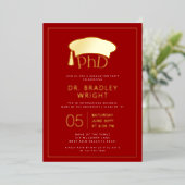 Phd Doctorate Hat Doctoral Degree Graduation 箔招待状 (立ち正面)