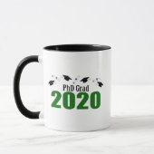 PhD Grad 2020キャップとディプロマ(緑) マグカップ (左)