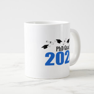 PhD Grad 2020キャップとディプロマ(青) ジャンボコーヒーマグカップ