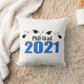 PhD Grad 2021 Caps And Diplomas (青) クッション (ブランケット)