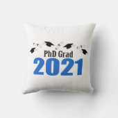 PhD Grad 2021 Caps And Diplomas (青) クッション (裏面)