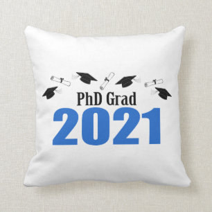 PhD Grad 2021 Caps And Diplomas (青) クッション