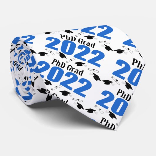 PhD Grad 2022キャップとディプロマス(青) ネクタイ (ロール)