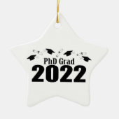 PhD Grad 2022キャップとディプロマス(黒) セラミックオーナメント (正面)