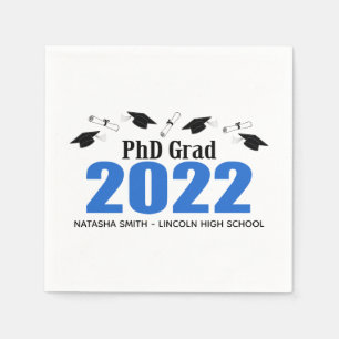 PhD Grad 2022卒業帽と卒業証書(青) スタンダードカクテルナプキン