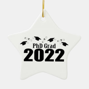 PhD GRAD 2022 CAPSとDipromas (黒) セラミックオーナメント