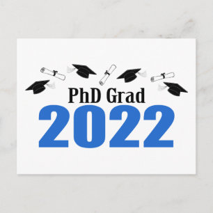 PhD GRAD 2022 Caps and Dipromas (青) ポストカード