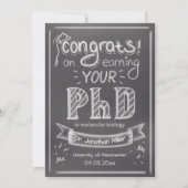 PhD graduation greeting card chalkboard university サンキューカード (正面)