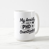 PhD in Overthinking Funny Quote コーヒーマグカップ (正面右)