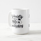 PhD in Overthinking Funny Quote コーヒーマグカップ (正面左)