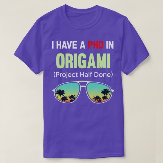 PHD Project Half Done Origami紙折り畳みアート Tシャツ (デザイン正面)