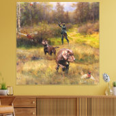 Pheasant狩りとPudelpointer キャンバスプリント (インサイチュ (リビング))