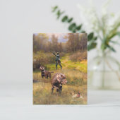 Pheasant狩りとPudelpointer ポストカード (スタンド正面)