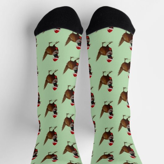 Pheasant Christmas socks - perfect stocking filler ソックス (上部)