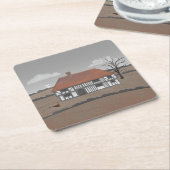 Pheasant Farmhouse スクエアペーパーコースター (アングル)