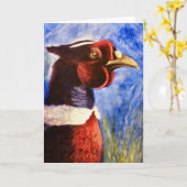 Pheasant Greeting Card カード (黄色い花)
