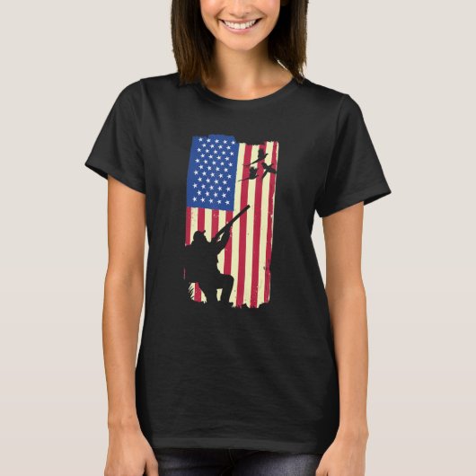 Pheasant Hunting Patriotic American Flag Upland Bi Tシャツ (正面)