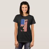 Pheasant Hunting Patriotic American Flag Upland Bi Tシャツ (正面フル)