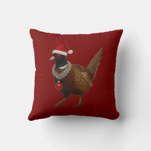 Pheasant looking festive Christmas クッション (裏面)