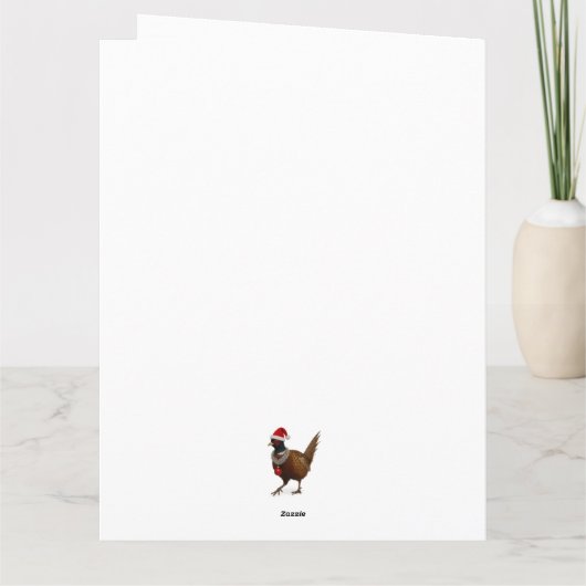 Pheasant looking festive Christmas card カード (裏面)