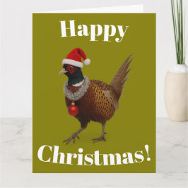 Pheasant looking festive Christmas card カード