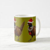 Pheasant looking festive Christmas card コーヒーマグカップ (正面右)