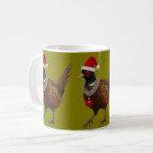 Pheasant looking festive Christmas card コーヒーマグカップ (正面左)