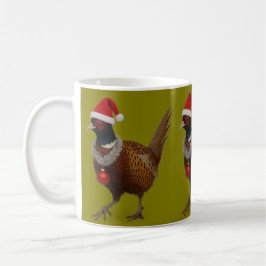 Pheasant looking festive Christmas card コーヒーマグカップ