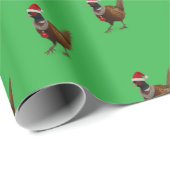 Pheasant on green Christmas gift wrapping paper ラッピングペーパー (ロールコーナー)