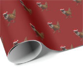 Pheasant on red Christmas gift wrapping paper ラッピングペーパー (ロールコーナー)