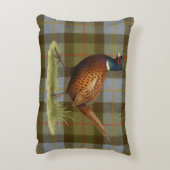 Pheasant on Tartan / Tweed Cushion Home Decor アクセントクッション (裏面(縦))