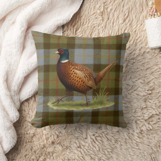 Pheasant on Tartan / Tweed Cushion Home Decor クッション (ブランケット)