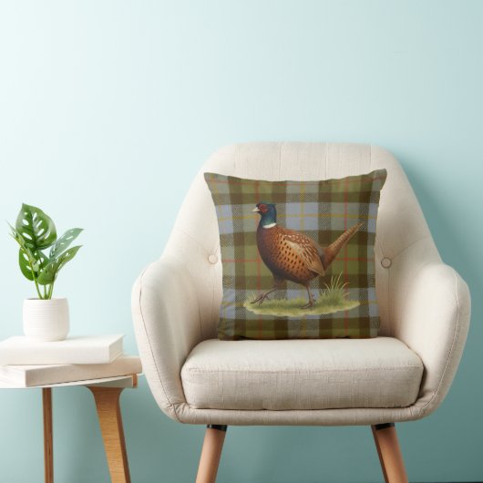 Pheasant on Tartan / Tweed Cushion Home Decor クッション (椅子)