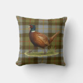 Pheasant on Tartan / Tweed Cushion Home Decor クッション (正面)