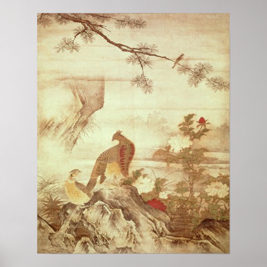 Pheasants and peonies, from a series of scrolls ポスター (正面)
