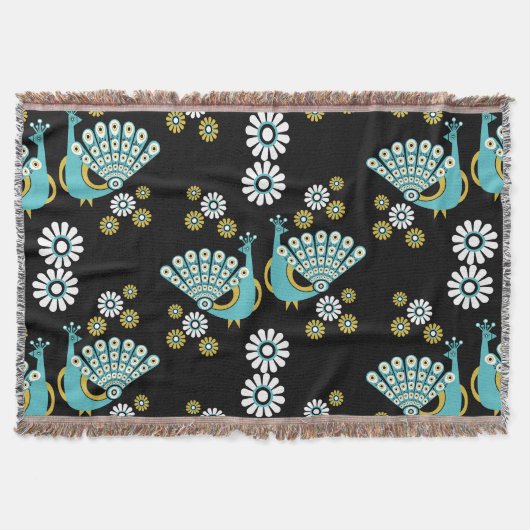  Pheasants Peacock Art スローブランケット (正面)