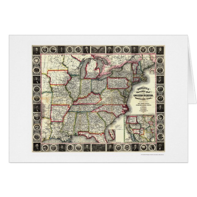 Phelps米国は1852年の地図を描きます (正面横)