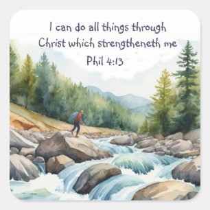 Phil 4:13キリストを通して全てのことを行うことができる スクエアシール