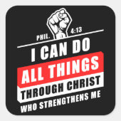 Phil 4:13私はキリストを通して全てのことを行うことができる スクエアシール (正面)