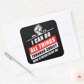 Phil 4:13私はキリストを通して全てのことを行うことができる スクエアシール (封筒)