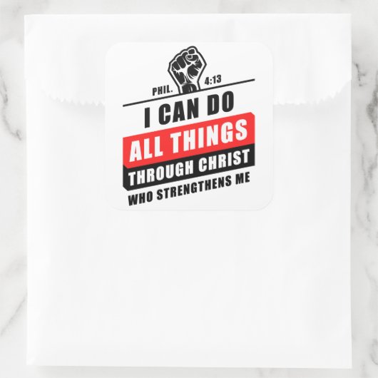 Phil 4:13私はキリストを通して全てのことを行うことができる スクエアシール (バッグ)