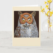 Phil the owl 5" x 7"折り畳みグリーティングカード カード (黄色い花)